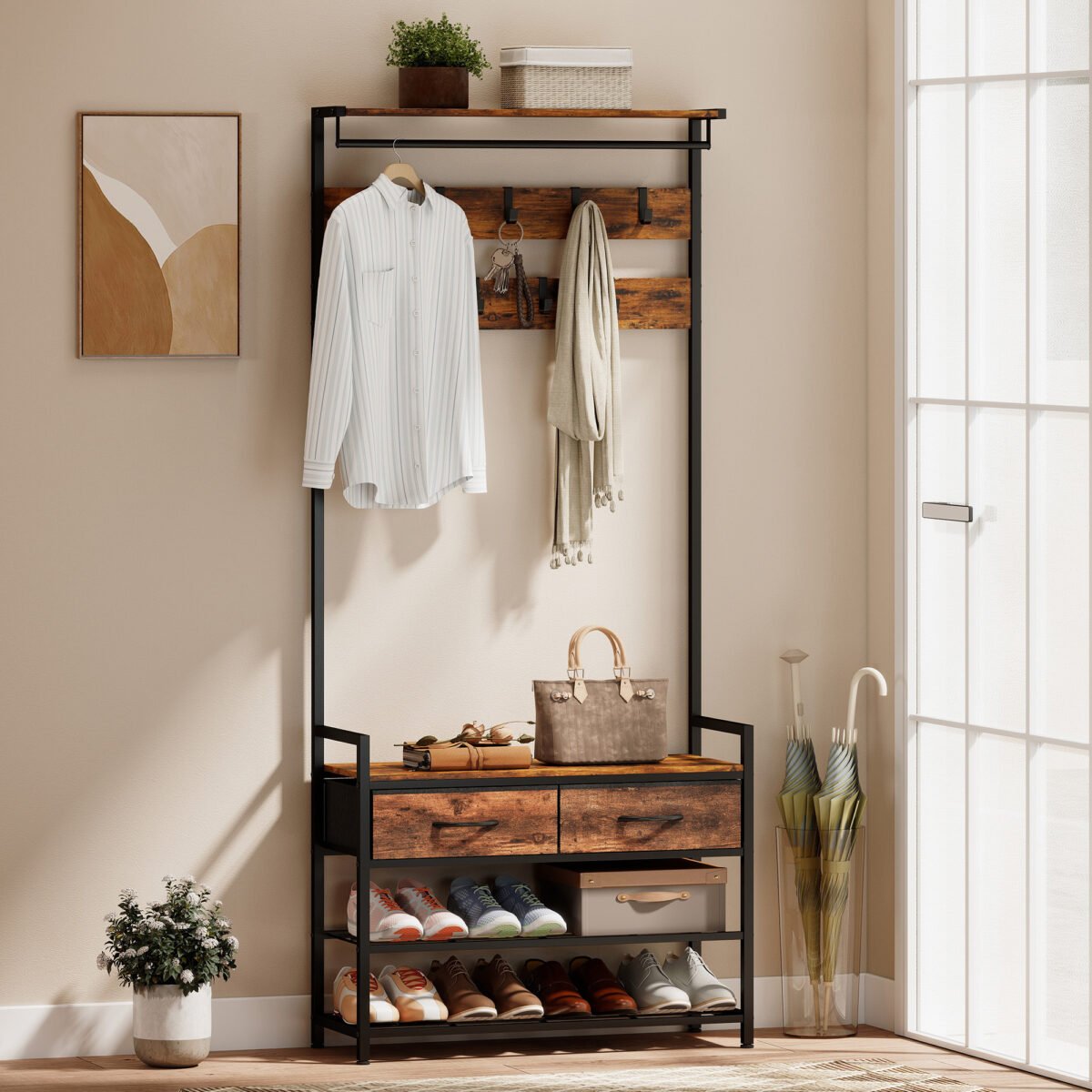 Prieškambario 5-in-1 kabykla su batų suoliuku – Paveikslėlis 2