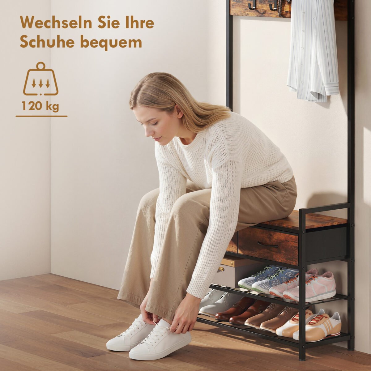 Prieškambario 5-in-1 kabykla su batų suoliuku – Paveikslėlis 6