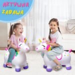 Pripučiamas baltas vienaragis šokliukas su pompa