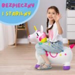 Pripučiamas baltas vienaragis šokliukas su pompa