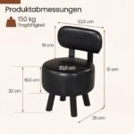 Pufas su ergonomine nugaros atrama ir dirbtinės odos apmušalais (Juoda) – Paveikslėlis 2