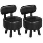 Pufas su ergonomine nugaros atrama ir dirbtinės odos apmušalais (Juoda)