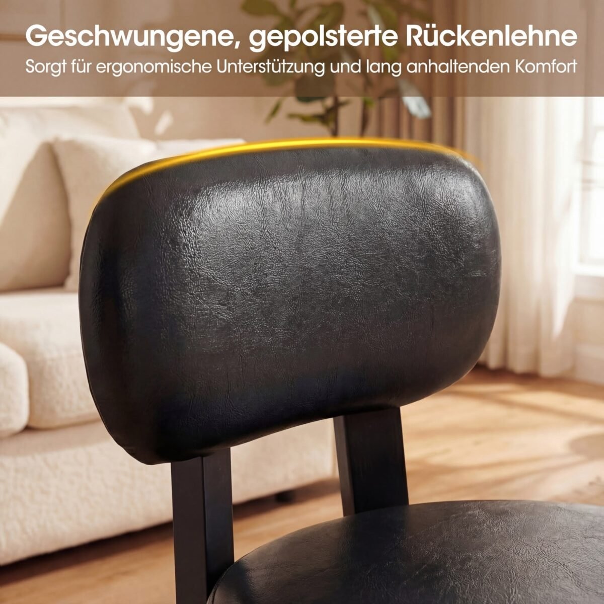 Pufas su ergonomine nugaros atrama ir dirbtinės odos apmušalais (Juoda) – Paveikslėlis 3