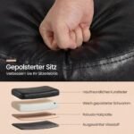 Pufas su ergonomine nugaros atrama ir dirbtinės odos apmušalais (Juoda) – Paveikslėlis 4