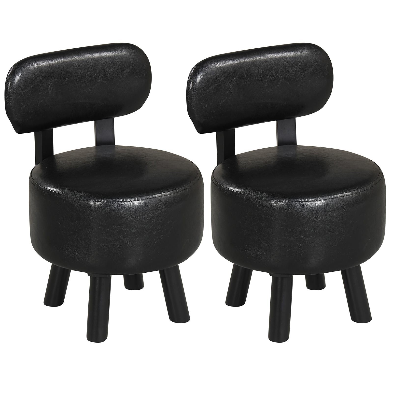 Pufas su ergonomine nugaros atrama ir dirbtinės odos apmušalais (Juoda)