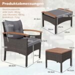 Rataninis lauko baldų komplektas su 2 kėdėmis ir akacijos medienos elementais (Pilka) – Paveikslėlis 2