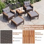 Rataninis lauko baldų komplektas su 2 kėdėmis ir akacijos medienos elementais (Pilka) – Paveikslėlis 3