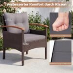 Rataninis lauko baldų komplektas su 2 kėdėmis ir akacijos medienos elementais (Pilka) – Paveikslėlis 4