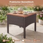 Rataninis lauko baldų komplektas su 2 kėdėmis ir akacijos medienos elementais (Pilka) – Paveikslėlis 5