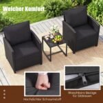 Rataninis lauko baldų komplektas su 2 kėdėmis ir stiklo staliuku (Juoda) – Paveikslėlis 5