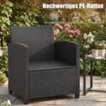 Rataninis lauko baldų komplektas su stiklo staliuku ir minkštomis pagalvėlėmis (Chaki) – Paveikslėlis 3