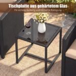 Rataninis lauko baldų komplektas su stiklo staliuku ir minkštomis pagalvėlėmis (Chaki) – Paveikslėlis 4