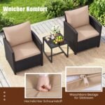 Rataninis lauko baldų komplektas su stiklo staliuku ir minkštomis pagalvėlėmis (Chaki) – Paveikslėlis 5