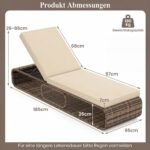Rataninių lauko gultų komplektas su reguliuojamu atlošu 2 vnt (Chaki) – Paveikslėlis 2