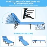 Reguliuojami sulankstomi paplūdimio gultai su veido išpjova (2 vnt.) (Mėlyna)