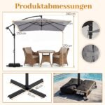 Sodo skėtis su 360° pasukimu 250 x 250 cm (Pilka) – Paveikslėlis 2