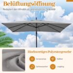 Sodo skėtis su 360° pasukimu 250 x 250 cm (Pilka) – Paveikslėlis 4