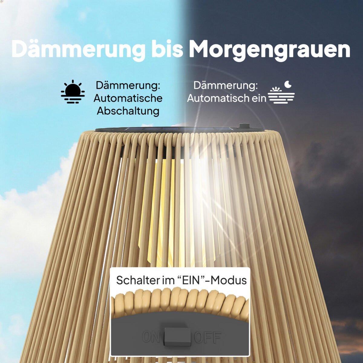 Rotango pastatomas saulės energijos šviestuvas su automatiniu įjungimu – Paveikslėlis 5