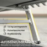 Saulės gultas su 6 padėčių reguliuojamu atlošu ir aliuminio rėmu – Paveikslėlis 5