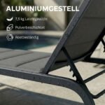 Saulės gultas su 6 padėčių reguliuojamu atlošu ir ratukais – Paveikslėlis 5