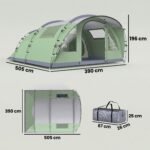 Šeimos tunelinė palapinė 4 asmenims su stovėjimo aukščiu ir 2 miegamaisiais – Paveikslėlis 3