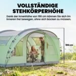 Šeimos tunelinė palapinė 4 asmenims su stovėjimo aukščiu ir 2 miegamaisiais – Paveikslėlis 5