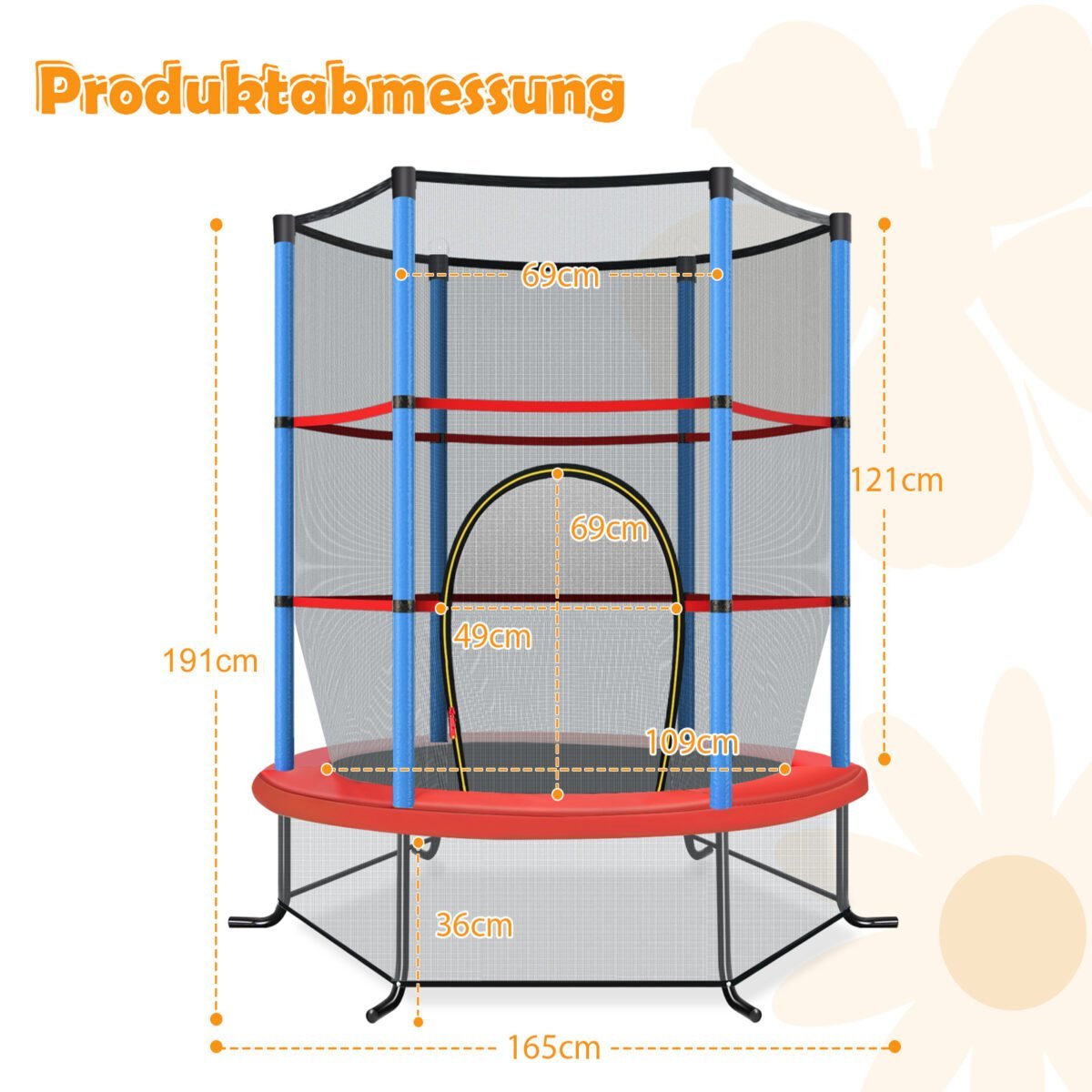 Šešiakampis batutas su apsauginiu tinklu (Jūros mėlyna) – Paveikslėlis 2