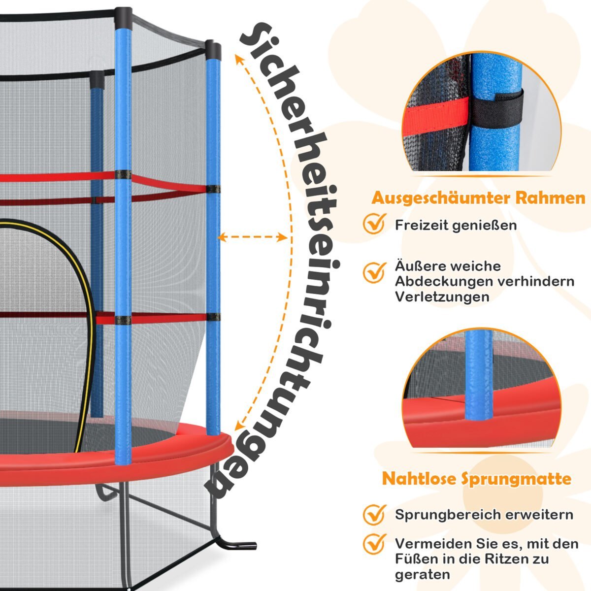 Šešiakampis batutas su apsauginiu tinklu (Jūros mėlyna) – Paveikslėlis 3