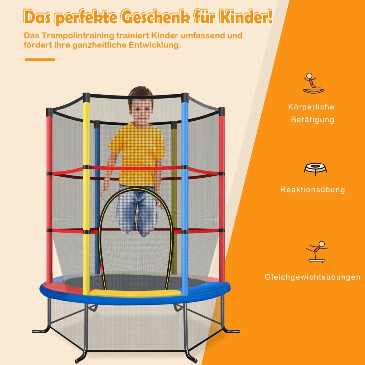 Šešiakampis batutas su apsauginiu tinklu ir patvariais elastiniais lynais (Įvairiaspalvis) – Paveikslėlis 5