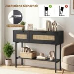 Siauras konsolinis staliukas su 2 uždaromais skyriais ir atvira lentyna (Juoda) – Paveikslėlis 3