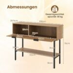 Siauras konsolinis staliukas su dviem uždarais skyriais ir atvira lentyna (Natūrali) – Paveikslėlis 2