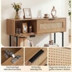 Siauras konsolinis staliukas su dviem uždarais skyriais ir atvira lentyna (Natūrali) – Paveikslėlis 3