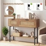 Siauras konsolinis staliukas su dviem uždarais skyriais ir atvira lentyna (Natūrali) – Paveikslėlis 5