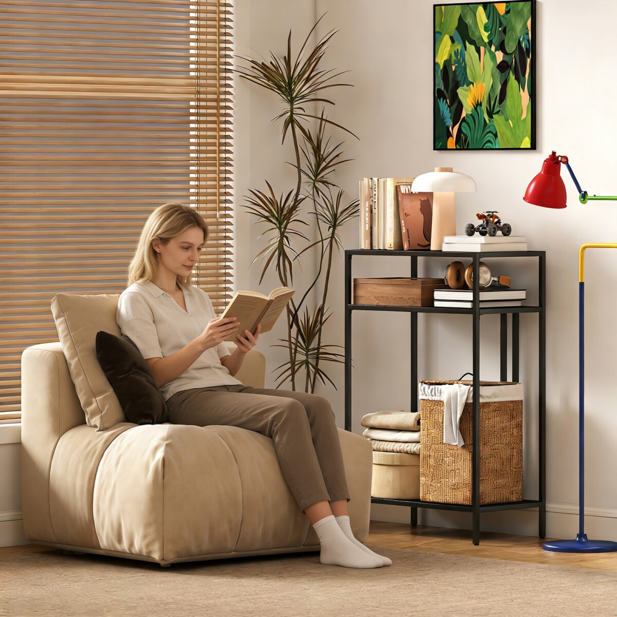 Siauras metalinis konsolinis staliukas su trimis lentynomis – Paveikslėlis 7