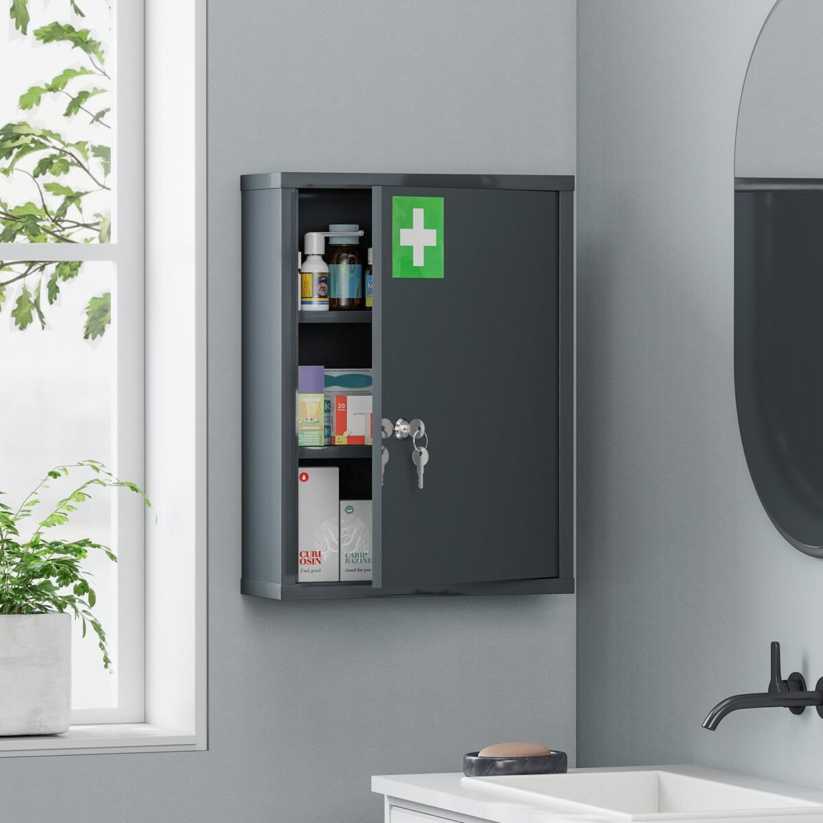 Sieninė medicininė spintelė su užraktu – Paveikslėlis 2