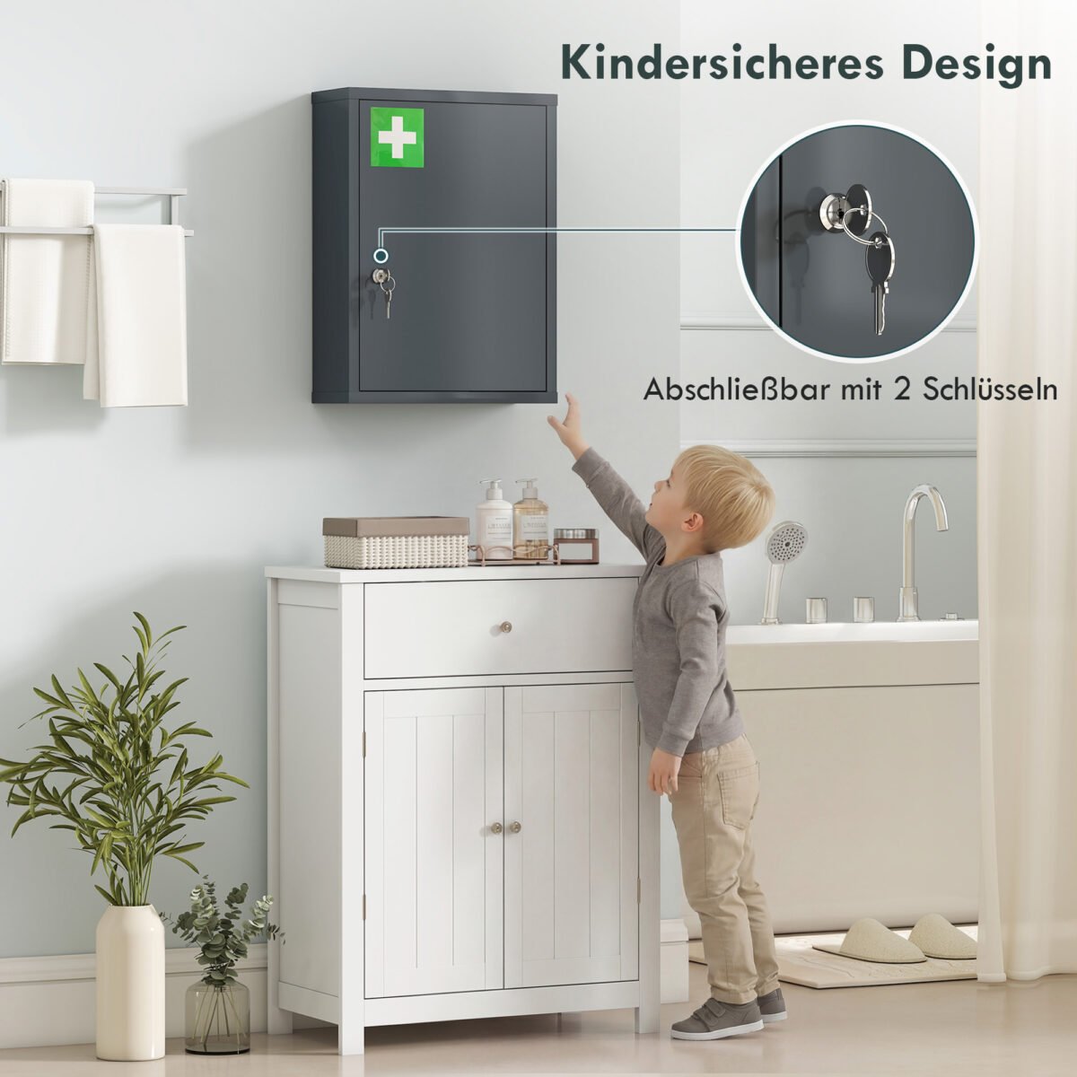 Sieninė medicininė spintelė su užraktu – Paveikslėlis 4