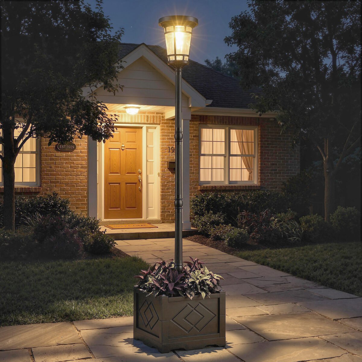 Sodo pastatomas saulės šviestuvas su gėlių vazonu ir 2 ryškumo lygiais – Paveikslėlis 9