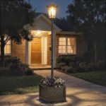 Sodo pastatomas saulės šviestuvas su gėlių vazonu ir 2 ryškumo lygiais – Paveikslėlis 9