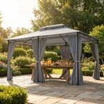 Sodo pavėsinė su užuolaidomis ir ventiliuojamu stogu – Paveikslėlis 8