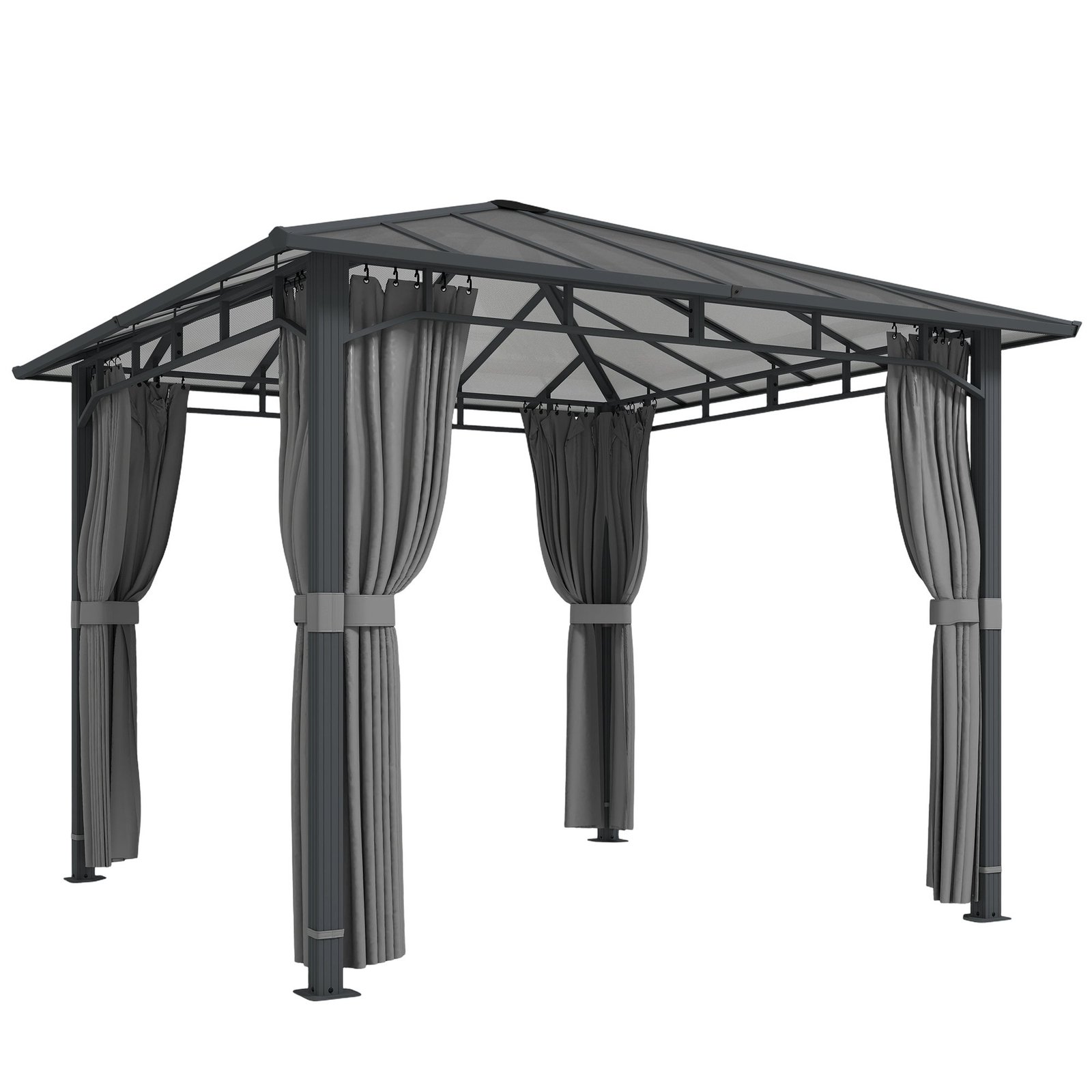 Sodo paviljonas 3 x 3 m su 6 mm polikarbonato stogu ir 4 nuimamomis sienelėmis Sodo paviljonas 3 x 3 m su 6 mm polikarbonato stogu ir 4 nuimamomis sienelėmis