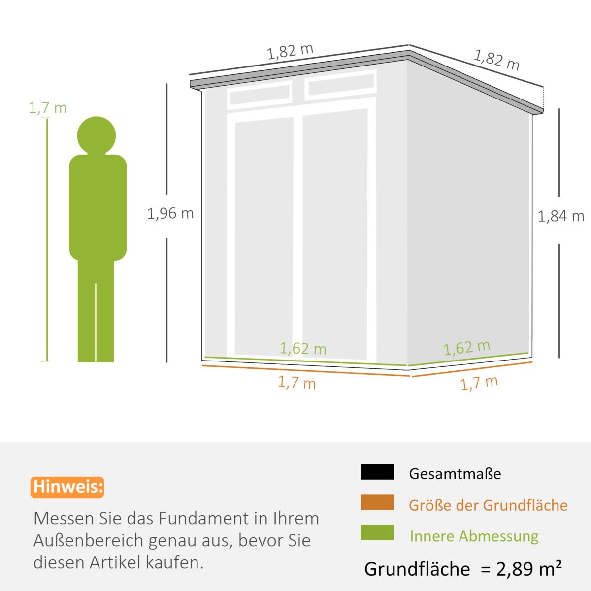 Sodo sandėliukas 2,89 m² medienos imitacijos su dvigubomis durimis ir langais – Paveikslėlis 3