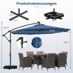 Sodo skėtis su LED apšvietimu ir 360° pasukimu (Tamsiai mėlyna)