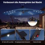 Sodo skėtis su LED apšvietimu ir 360° pasukimu (Tamsiai mėlyna)