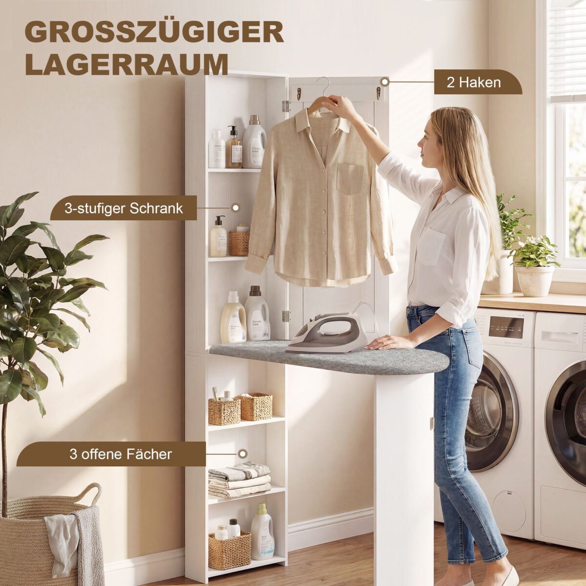 Spinta su sulankstoma lyginimo lenta, veidrodžiu ir lentynomis – Paveikslėlis 7