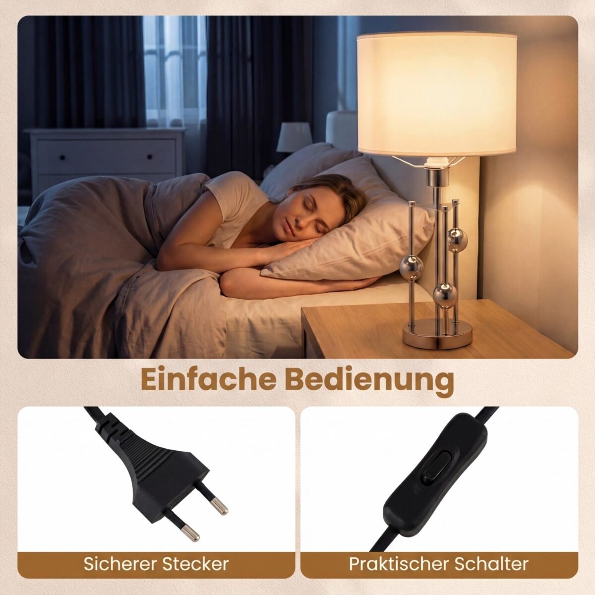 Stalinė lempa su E27 cokoliu ir dekoratyviniais rutuliais (Sidabrinė) – Paveikslėlis 4