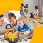 Statybų sunkvežimis ir miklumo žaidimas su plaktuku 2in1