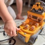 Statybų sunkvežimis ir miklumo žaidimas su plaktuku 2in1