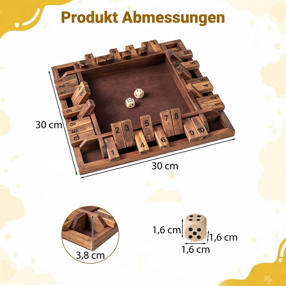 Strateginis medinis kauliukų žaidimas Shut The Box (Ruda) – Paveikslėlis 2