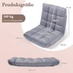Sulankstoma grindų kėdė-fotelis su reguliuojamu atlošu (Pilka) – Paveikslėlis 2