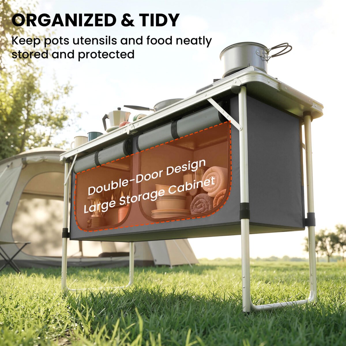 Sulankstoma kempingo virtuvėlė su aliuminio rėmu – Paveikslėlis 5